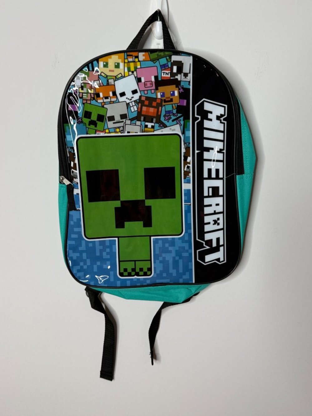 Minecraft Creeper Kids Teal Black Backpack New With Tags